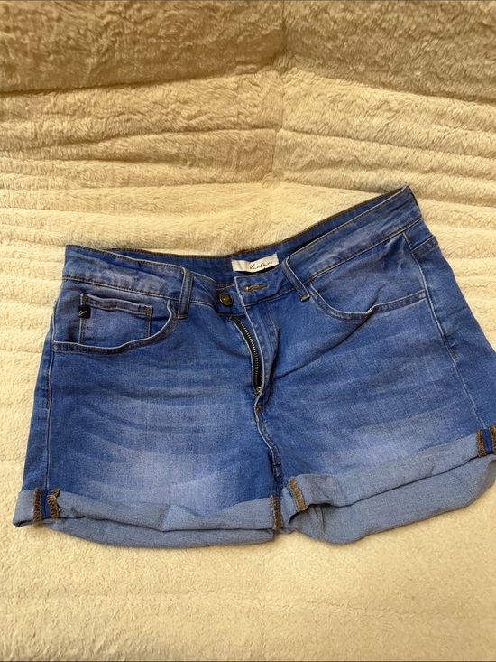 KanCan Pants - KanCan Blue Rolled Cuff Denim Shorts